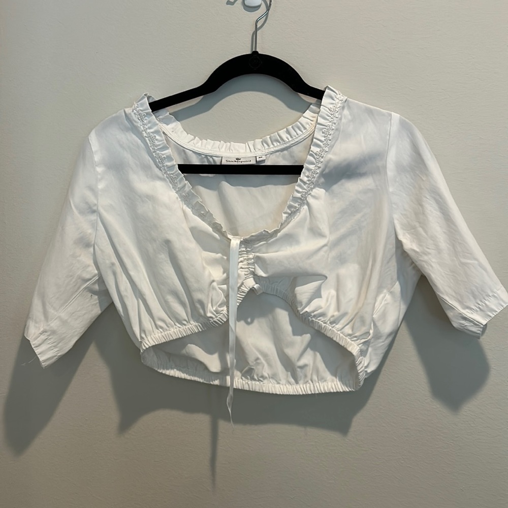 White dirndl crop shirt to go under dress